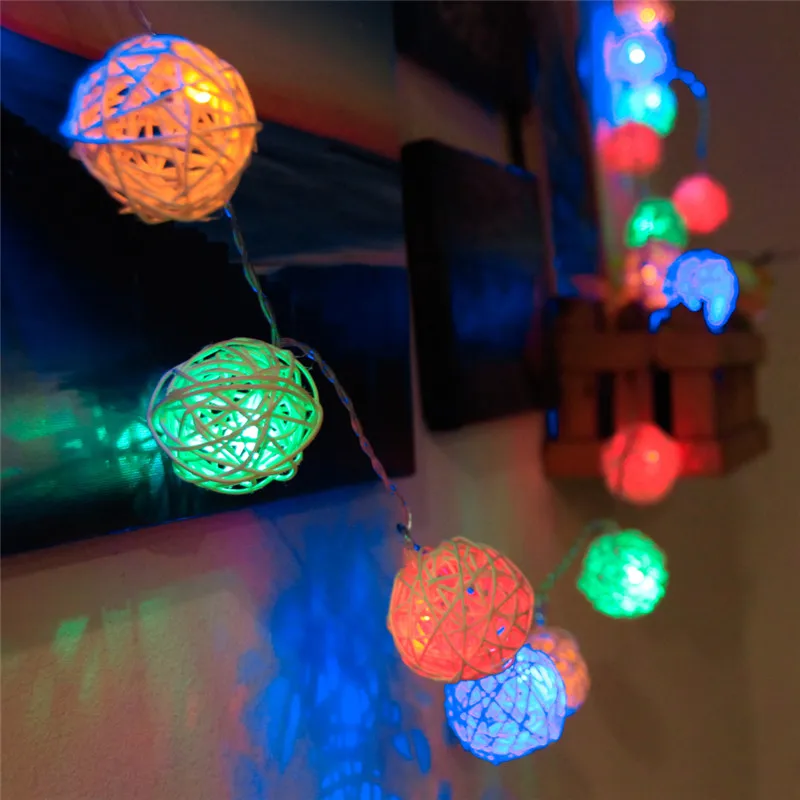 Сказочные огни на батарейках гирлянды Ротанговые шары 5 м 40 LED для спальни сада