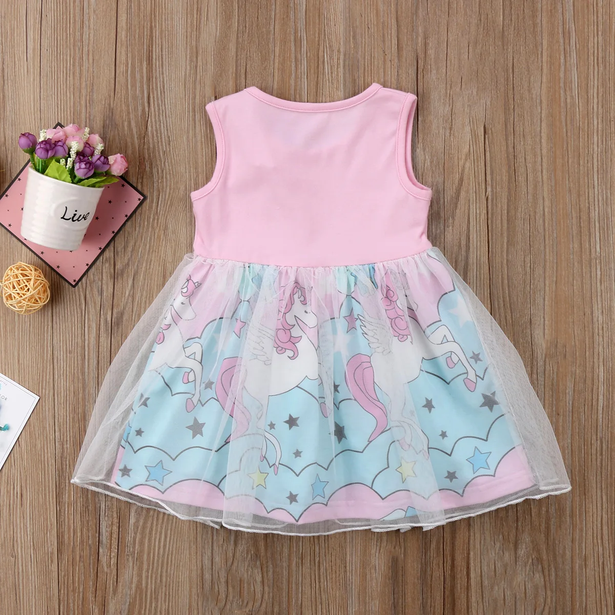 Pretty Girls Dress Kids Baby Sleeveless Floral Unicorn Pageant Party Tutu Tulle Sundress 0-4T | Детская одежда и обувь