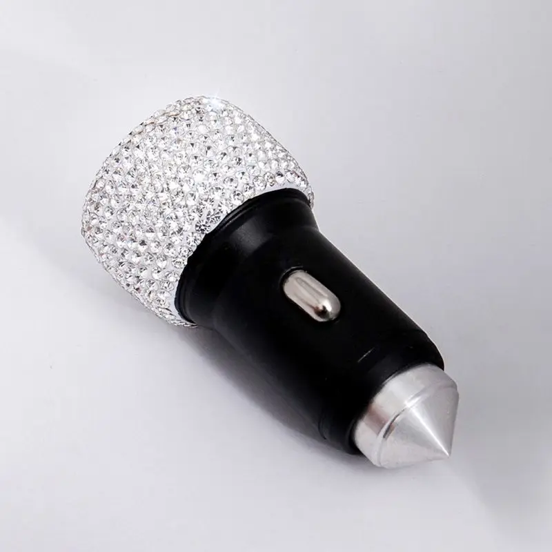 Новые модные 1 шт. устройство для автомобиля с двумя портами USB Зарядное устройство с украшениями Ручной Работы Стразы с украшением в виде кристаллов украшения для автомобиля для быстрой зарядки автомобиля Декор 5 стилей