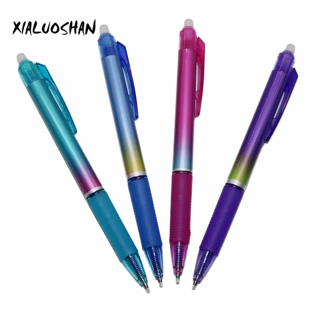 

4pcs / set New 0.5mm Rainbow Color Erasable Gel Pen Rub Magic Pushed Pen With Blue Refills & Blue / Black Refills