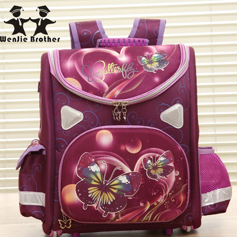 

wenjie brother Children Orthopedic School Bags 2019 Girl lovely butterfly Backpack Kids Waterproof Knapsack mochila infantil