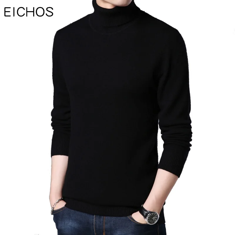 

EICHOS Winter Mens Sweaters Casual Full Wool Turtleneck Men Slim Tops Long Sleeve Solid Colors Cashmere Pullover Men 1752MY