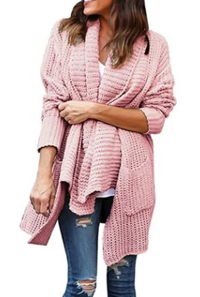 2019 hot style knit shirt baggy large size double pocket irregular lapel sweater cardigan |
