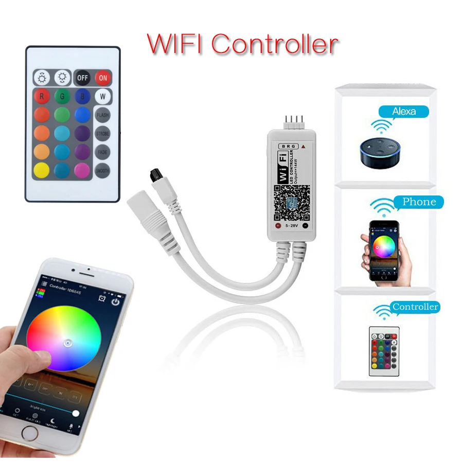 RGB светодиодные ленты SMD 5050 RGB полосы света 60 светодиодный/м водонепроницаемый не водонепроницаемый гибкая светодиодная лента+ wifi управление+ источник питания