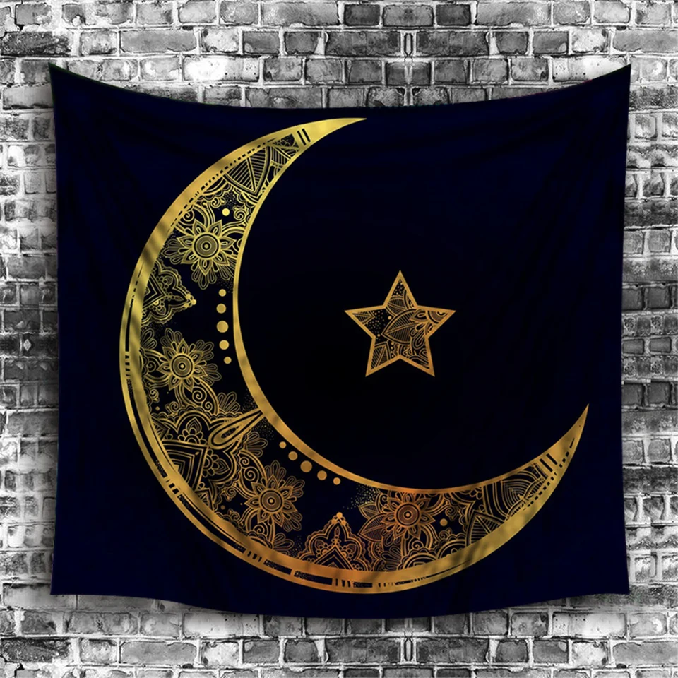 Украшение дома Moon Star гобелен черный пляжные Полотенца Индии Мандала Apolo гобелены