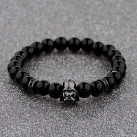 2021 new charm mens cz beaded bracelets 8mm bright black lava stone bracelets