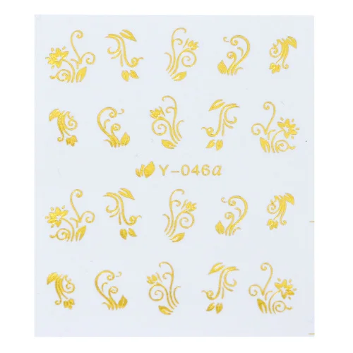 Y-046a Gold 1 шт Декоративные наклейки для ногтей Золото Серебро переводные наклейки слайдеры кошка/лист/ожерелье DIY Nail Art Переводные картинки Маникюр попробуйте-4 - Цвет: Y-046a Gold
