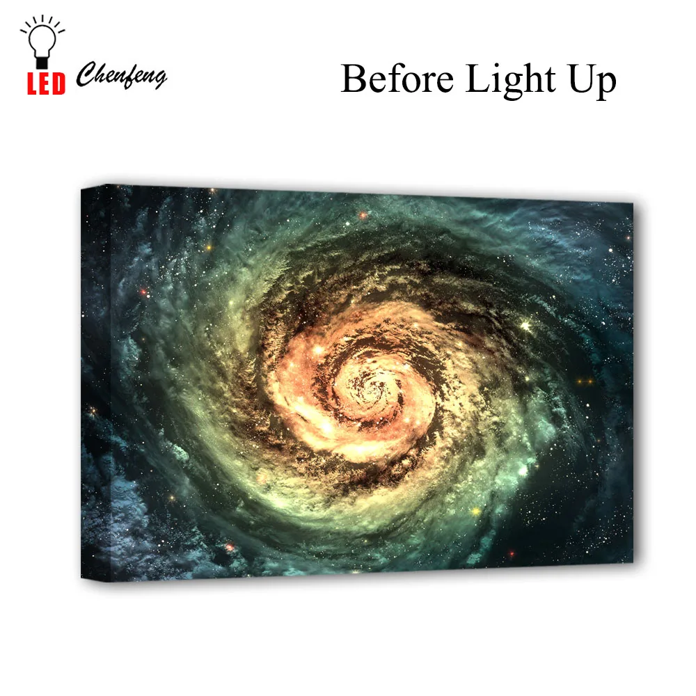 Красочные RGB светодиоды холст Настенный декор галактика фон космическая картина дистанционное управление холст печать освещенная живопись детский подарок