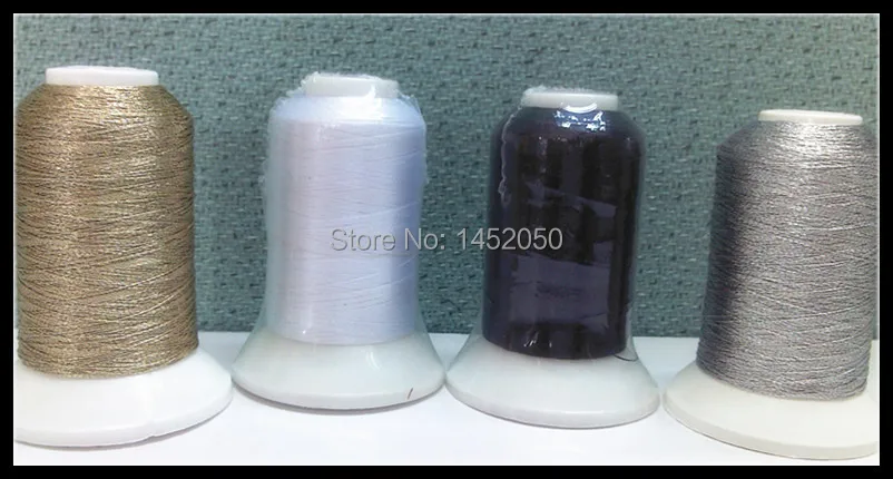 Металлик Вышивка Нитки 500 м золото и серебро + полиэстер белый Черного цвета