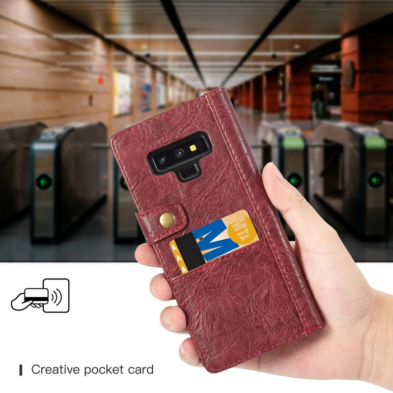 Чехол из натуральной кожи в стиле ретро для samsung Galxy Note 9, 8, S9, S8, держатель для карт, чехол, кошелек для samsung S8, S9 Plus, S7 Edge, кошелек, чехол, сумка