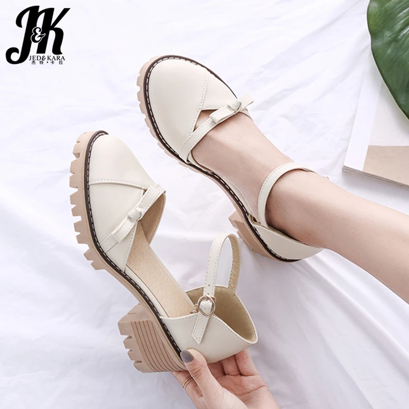 Сандалии JK женские с ремешком на щиколотке летние босоножки платформе красивая