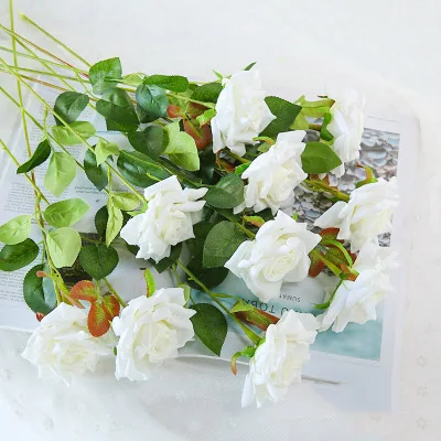 white rb CHENCHENG 11 шт. 48 см искусственная роза искусственный букет из роз для свадьбы украшение дома Пластик Сушеные цветок цветочный орнамент - Цвет: white rb