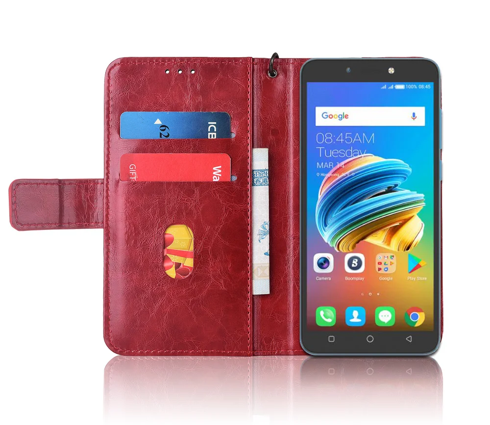 Кожаный чехол-книжка с ремешком для Tecno F3 POP 1 Fundas 100% | Мобильные телефоны и