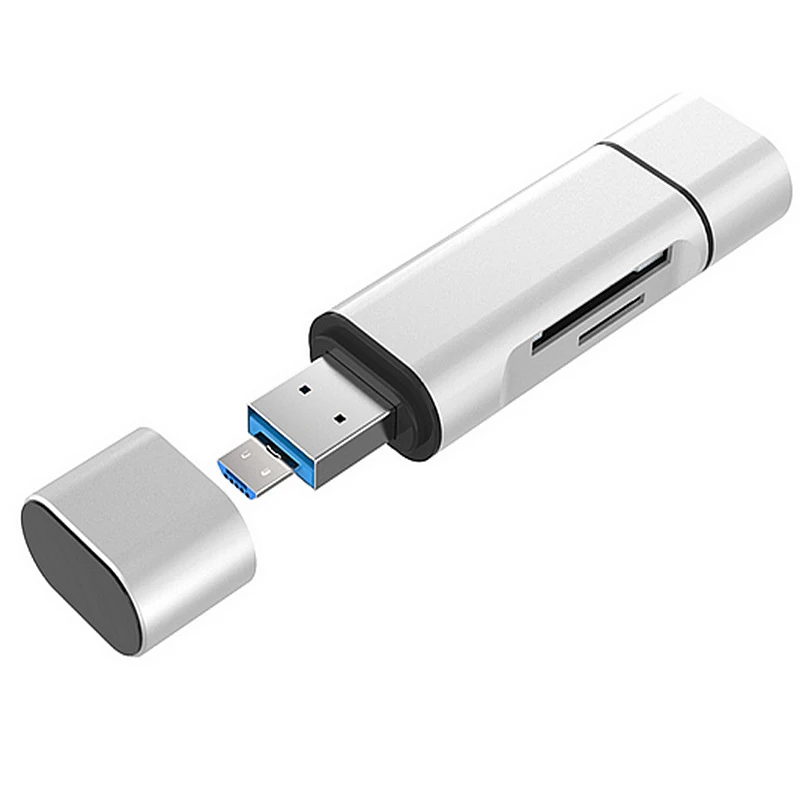Кард-ридер Larryjoe Mini 3 в 1 устройство для чтения карт памяти с USB Type C Micro на 2 слота SD TF