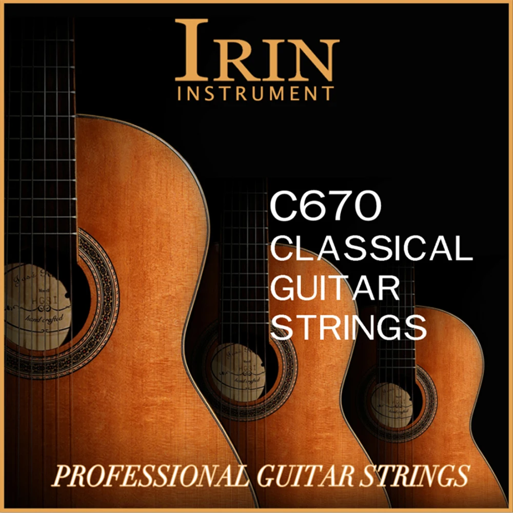 

IRIN C670 Acoustic Classical Guitar Strings Nylon Silver Plated Copper Alloy Wound, 6pcs/Pack (.028-.043) Strings