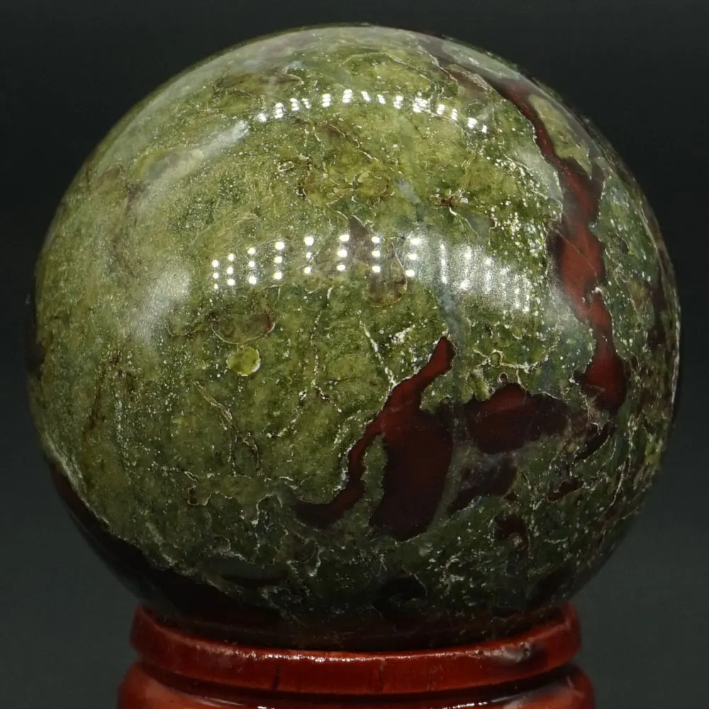 40MM Natural Gemstone Dragon Blood Stone Sphere Crystal Ball Reiki Healing Globe Home Decor