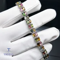 TBJ,9.5ct natural fancy color tourmaline bracelet in 925 sterling silver with gift box, simple gemstone jewelry for women