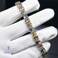tbj9 5ct natural fancy color tourmaline bracelet in 925 sterling silver with gift box simple gemstone jewelry for women