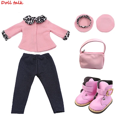 Style 12 Модные 1 комплект одежды для куклы, Топы+ штаны+ головной убор+ сумка+ обувь для 18 ''дюйма американская кукла девочка ручной работы Diy одинаковый наряд - Цвет: Style 12