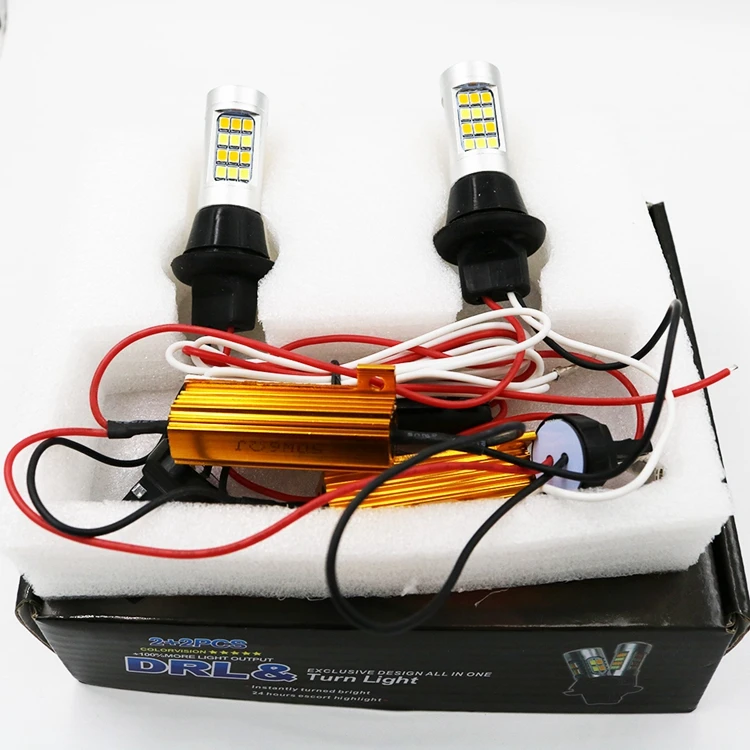 2x T20 7440 50 Вт 2835 42SMD без ошибок Canbus светодиодный DRL дневные ходовые огни и Передние поворотники все в одном T20 7440 Поворотный Светильник