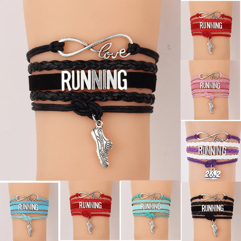 Прямая поставка спортивный браслет Infinity Love для бега и браслеты радужные цвета