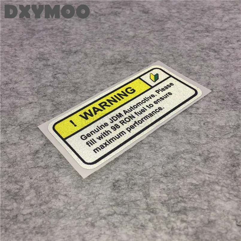 2PCS Warning Car Stickers Funny Genuine JDM Automotive 98 RON Fuel Auto Window Motorcycle Helmet Vinyl Decals 8x3.6cm - купить по