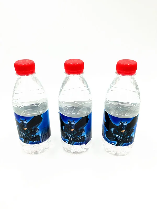 6 шт./лот Бэтмен бутылки для воды этикетки Детские вечерние украшения на день