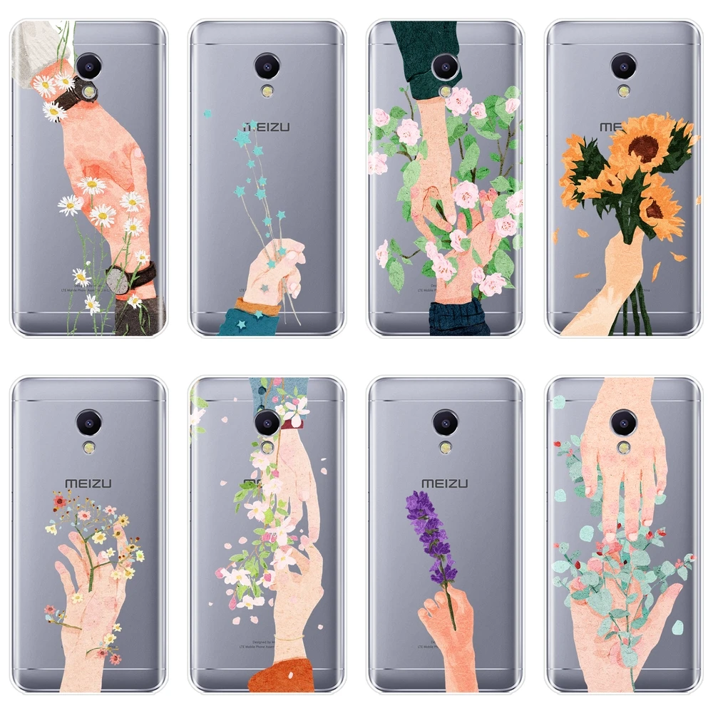 Чехол для телефона Meizu M6 M5 M3 M2 Note мягкий силиконовый чехол с цветочным принтом и