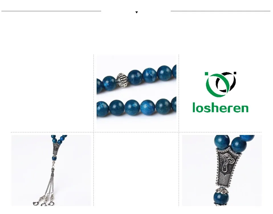 LOSHEREN синий камни Tasbih 33 бусины роскошный Четки для мужчин мусульманских Misbaha Ислам Четки Браслеты камень Tespih