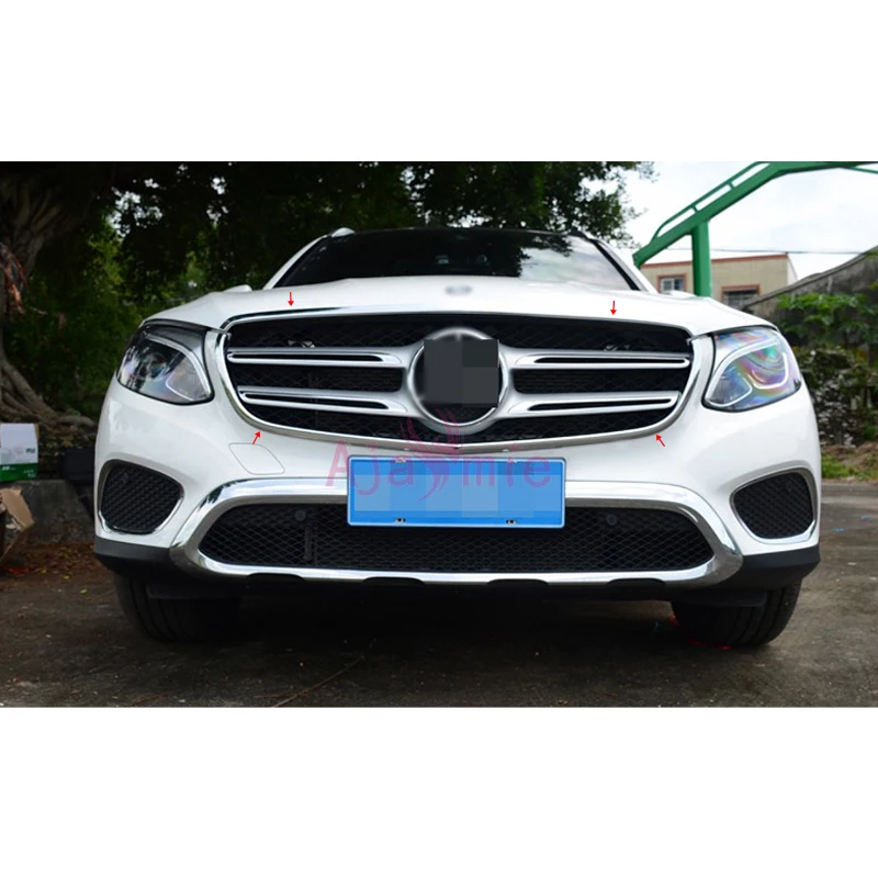 Для Mercedes Benz GLC аксессуары 2016 2017 передняя решетка Бампер протектор отделка ABS хром