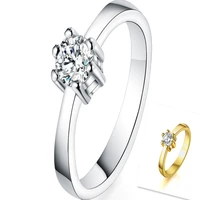 fashion wholesale size 6 9 gold plated silver plated crystal cz stone wedding engagement ring for women noble gift lr096