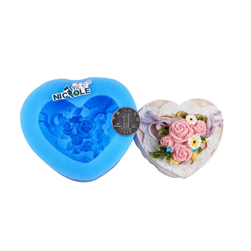 Nicole 3D коробка с сердцем Мыло Форма конфеты шоколадная форма DIY ручной работы