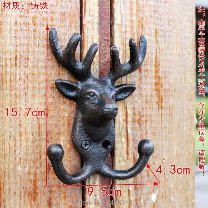 Cast Iron Wall Rack Key Holder Handcraft Coat (Deer-2 Hooks) | Дом и сад