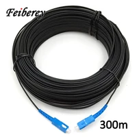 300 meter long range fiber optic drop cable patch jumper with sc upc connector outdoor ftth singlemode simplex triple steel wire