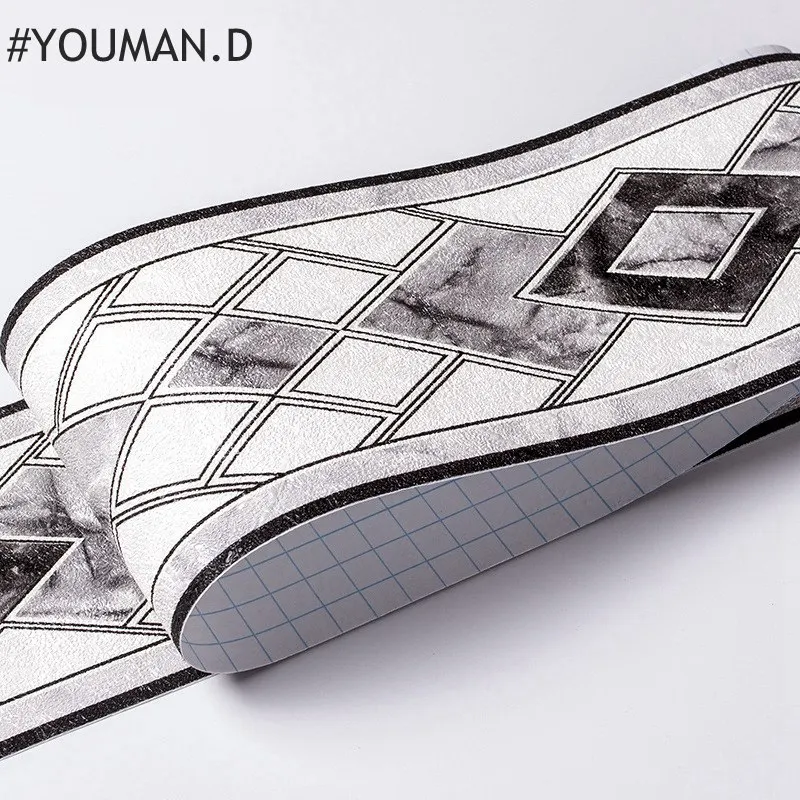 D YOUMAN самоклеющиеся ПВХ обои границы домашний Декор водонепроницаемый кухня стены Плинтус ванная комната стены линия стены Бумага границы - Цвет: D