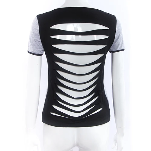 Женский летний сексуальный повседневный костюм с вырезом на спине|casual tops|t