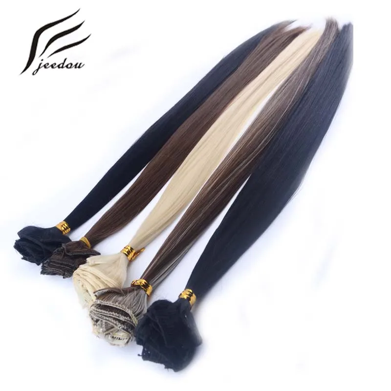 Jeedou 12 шт./компл. 130 г прямые волосы на заколках для наращивания 2" 55 см настоящие натуральные черные коричневые синтетические шиньоны