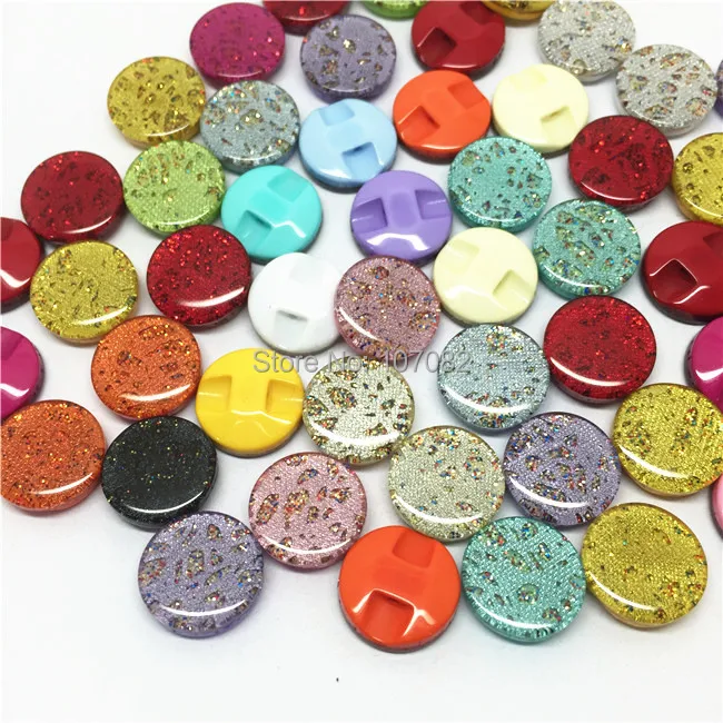 200pcs 13mm Mixed Glitter Sparkly Buttons Resin Dress Button Sewing Accessories For Scrapbooking Cardmaking | Дом и сад