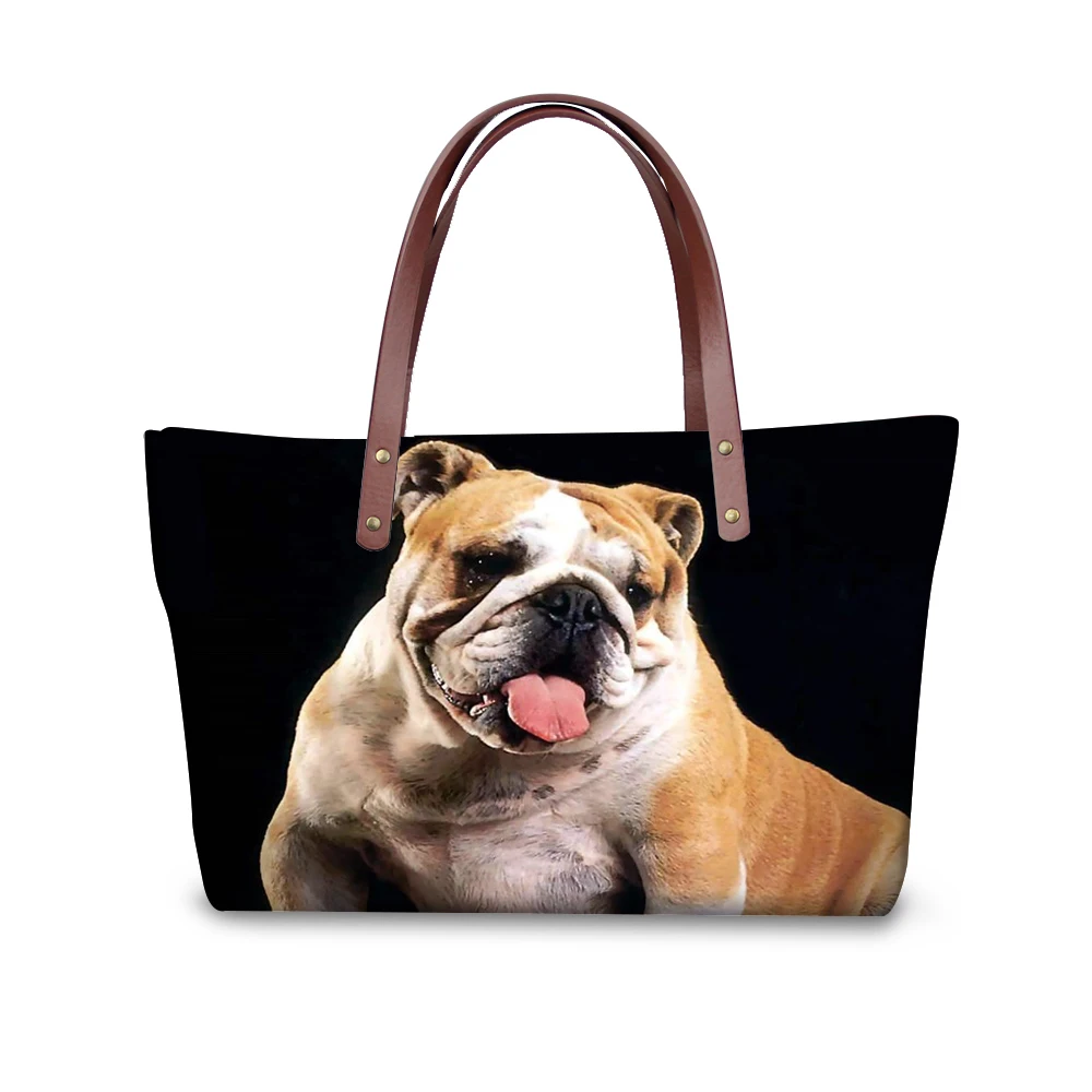 

Women Shoulder Bags Bulldog Pug Akita Husky Women's Casual Bags Famous Brands Designer Ladies Top-handle Leather Handbags Female