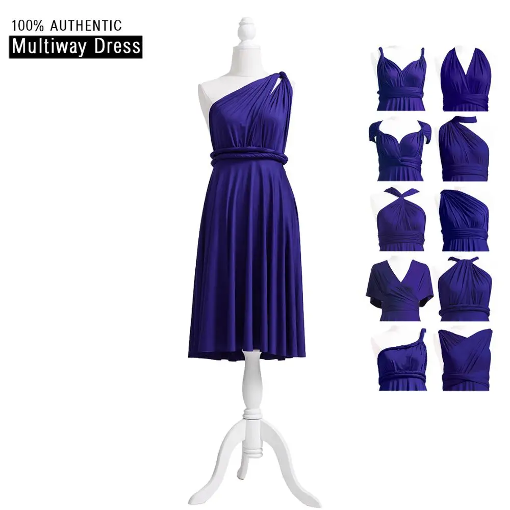 Midnight Blue Платье подружки невесты темно-фиолетовое короткое длинное платье многоканальное платье-трансформер с v-образным вырезом - Цвет: Midnight Blue