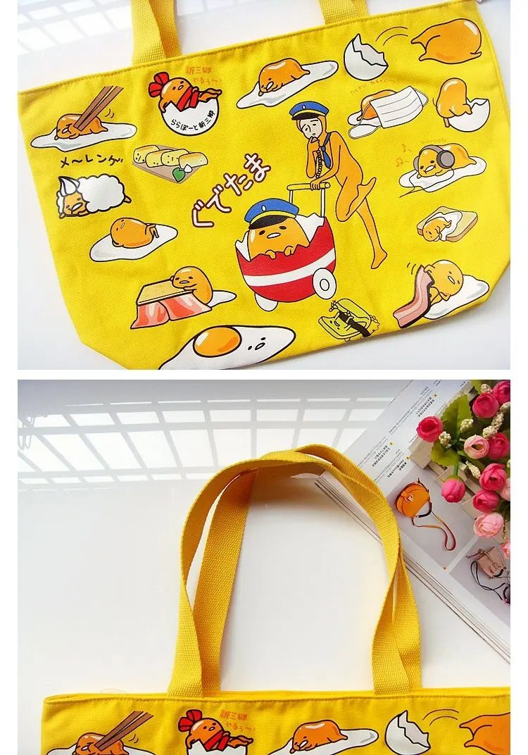 IVYYE 1 шт. Kawaii gudetama Модные Портативные холщовые сумки для обедов, мультяшная сумка для пикника, коробка для еды, сумка для хранения для женщин, девочек, детей