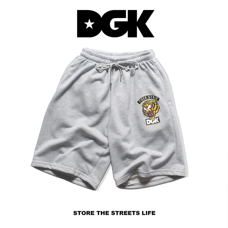 DGK мужские летние шорты 19SS шнурок с забавным тигром DGK шорты модные повседневные Пары DGK шорты - Цвет: Серый