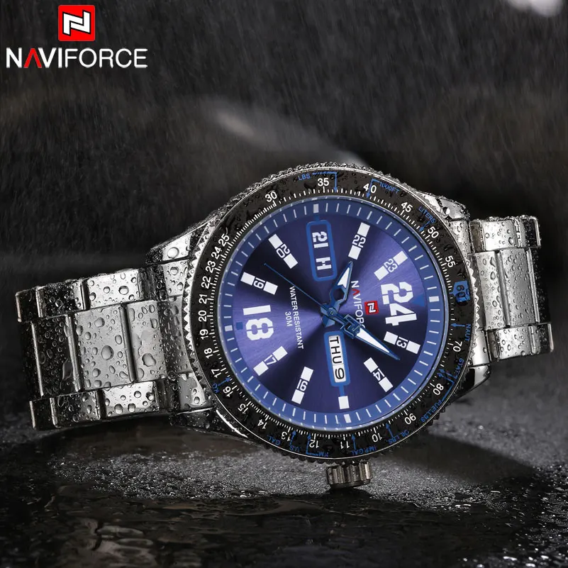 NAVIFORCE Брендовые мужские часы Роскошные Спортивные кварцевые 30 м