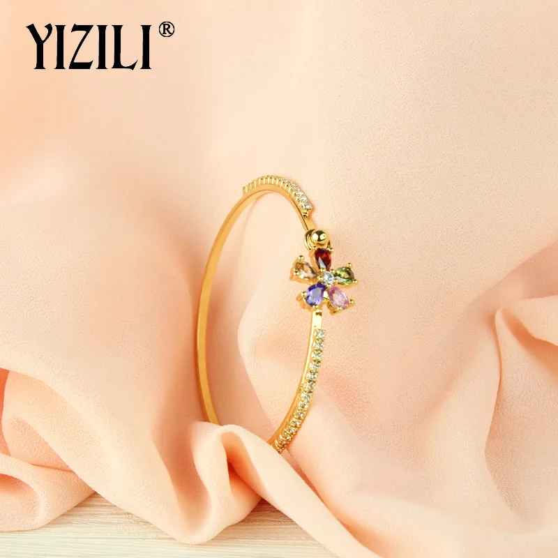 option 6 YIZILI браслет для женщин Дамы Золото/цвет серебра талисман браслет Сияющий циркон браслеты банкет модные ювелирные изделия горячая распродажа - Окраска металла: option 6