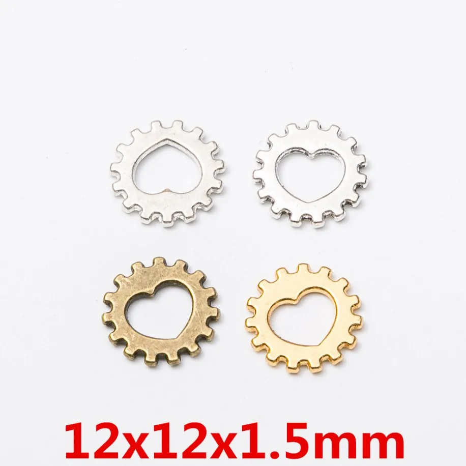 50 шт./упак. 12 мм маленькие пустотелые сердца DIY Steampunk Gears металлические