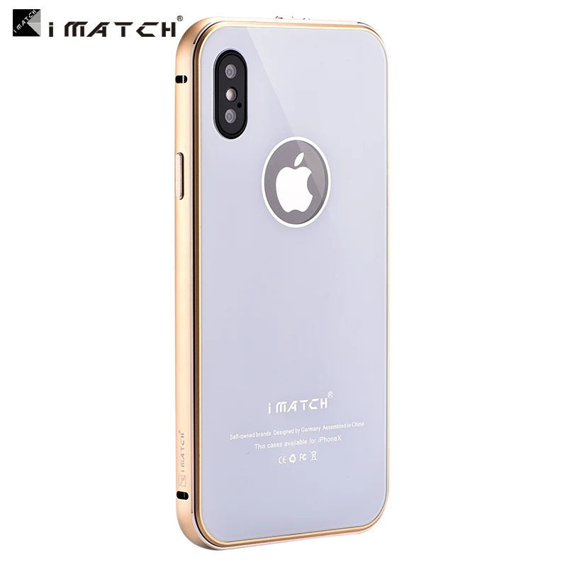 iMatch чехол для iPhone X Coque Роскошный Алюминиевый металлический бампер+ 9H Твердость Закаленное стекло задняя крышка для iPhone X чехол