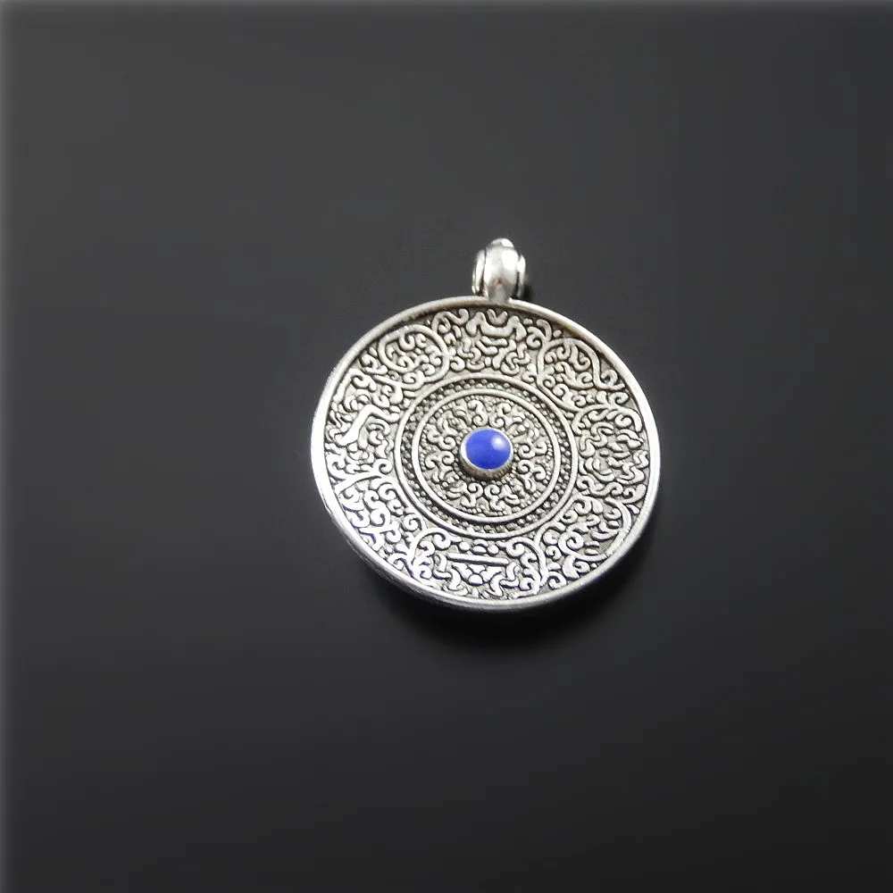 6 шт./лот в богемном стиле круглое ожерелье из сплава кулон 27*22 мм Шарм ручной