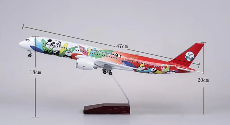 47 см 1/142 масштаб самолет Airbus A350 Sichuan панда авиакомпания Модель W светильник и колеса литой под давлением пластик Смола самолет F коллекции
