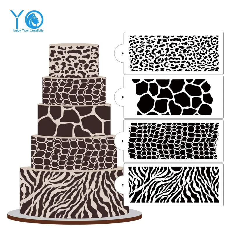 4 шт./лот трафареты для торта с животным узором формы помадка торты и трафарет