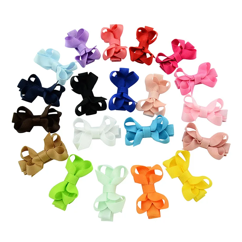 

20pcs/lot Kids Hair Accessories Girls Hair Clips Small Ribbon Bow Hairpins Barrettes Headwear Boutique Wholesale 615